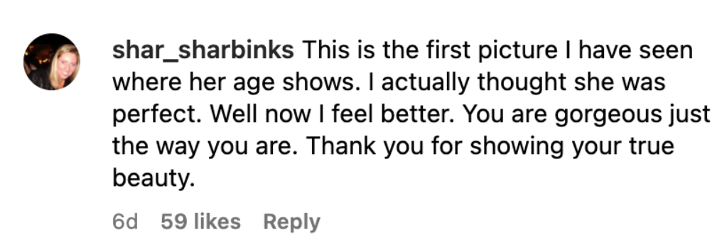 A fan's comment on Christie Brinkley's Instagram post about aging on June 28, 2023 | Source: Instagram/christiebrinkley