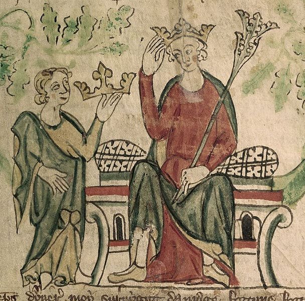  14th Century illustration of Edward II of England receiving his crown | Public Domain 