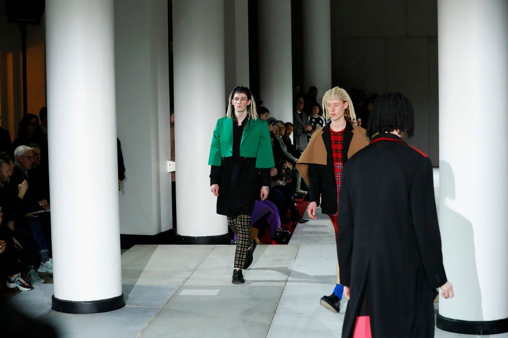 A model walks the runway during the Comme Des Garcons Homme Plus Menswear Fall/Winter 2020-2021 show as part of Paris Fashion Week on Jan. 17, 2020 in France | Photo: Getty Images