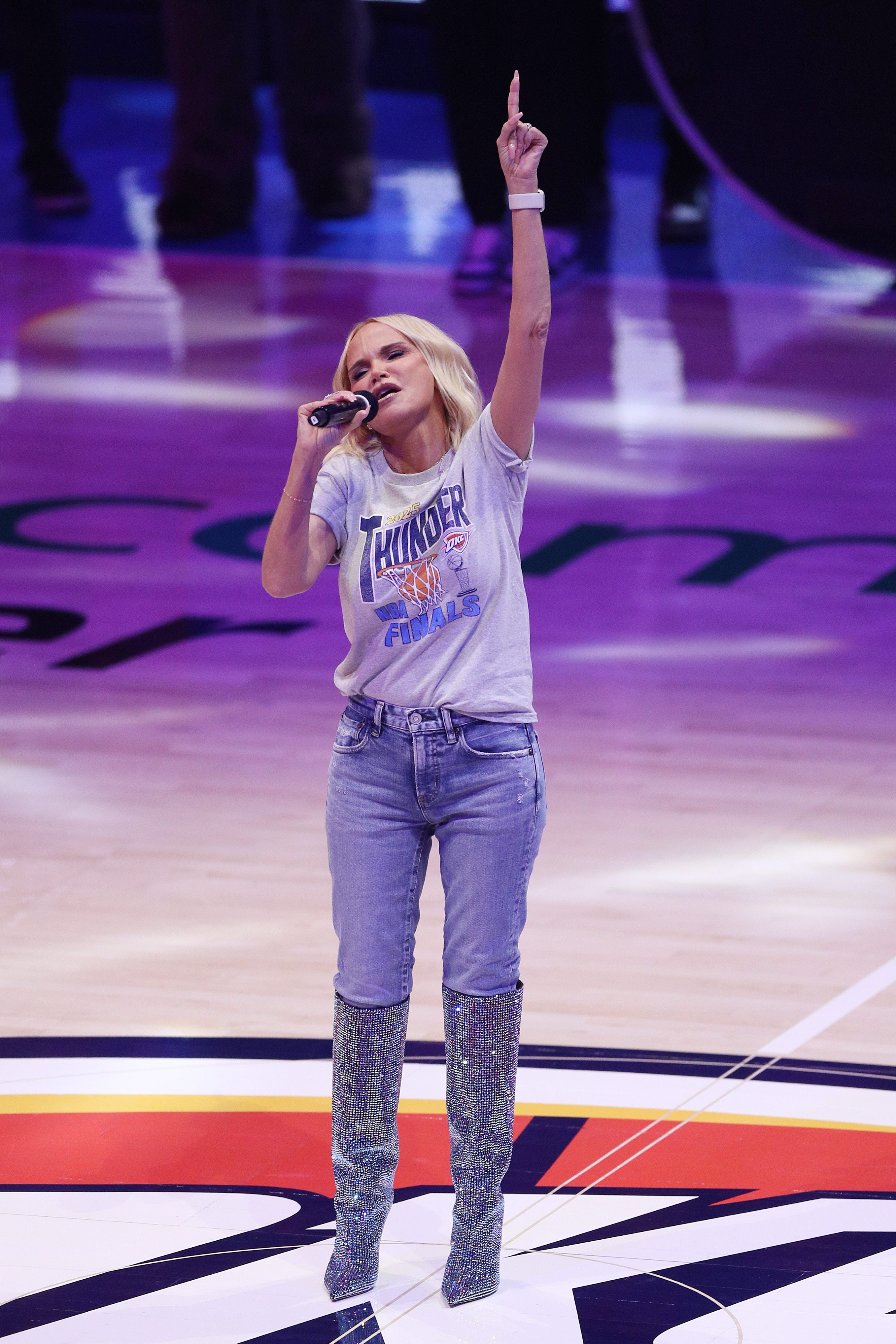 Kristin Chenoweth performs The National Anthem at Paycom Center on June 22, 2025 in Oklahoma City | Source: Getty Images