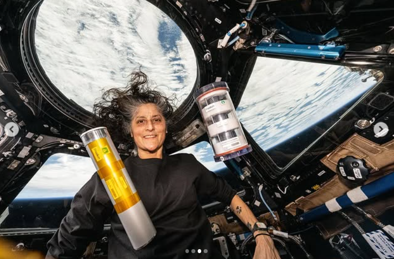 Sunita Williams floating while in space | Source: Instagram/nasaastronauts