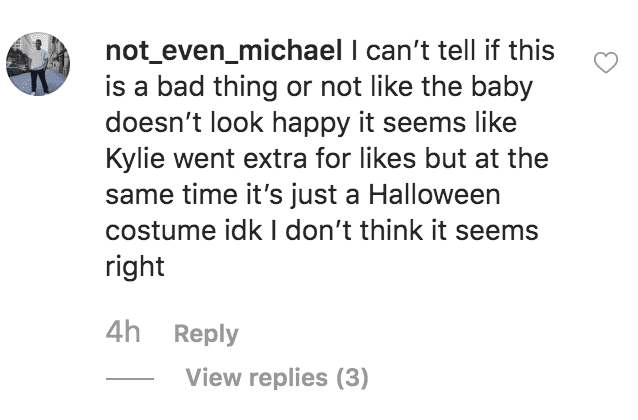 Commenter condemns Kylie Jenner for dressing up her daughter, Stormi Webster in a replica of a dress she wore at the 2019 MET Gala | Source: Instagram.com/kyliejenner