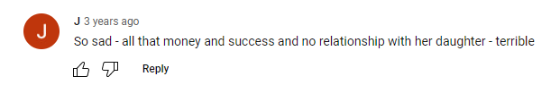 A fan's comment regarding Shirley MacLaine's life. | Source: YouTube.com