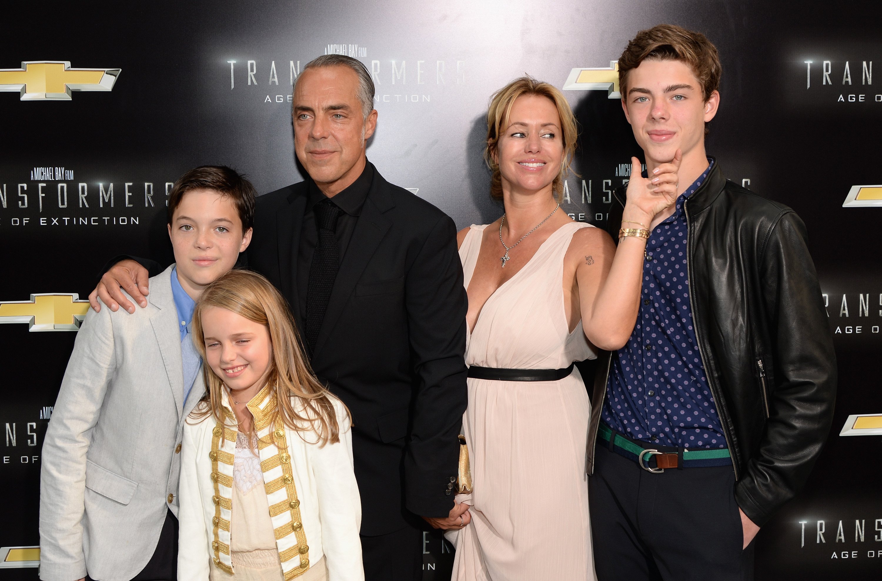(L-R) Quinn Welliver, Cora Welliver, actor Titus Welliver, Jose Stemkens, and Eamon Welliver attend the New York Premiere of "Transformers: Age Of Extinction" at the Ziegfeld Theatre on June 25, 2014, in New York City. | Source: Getty Images
