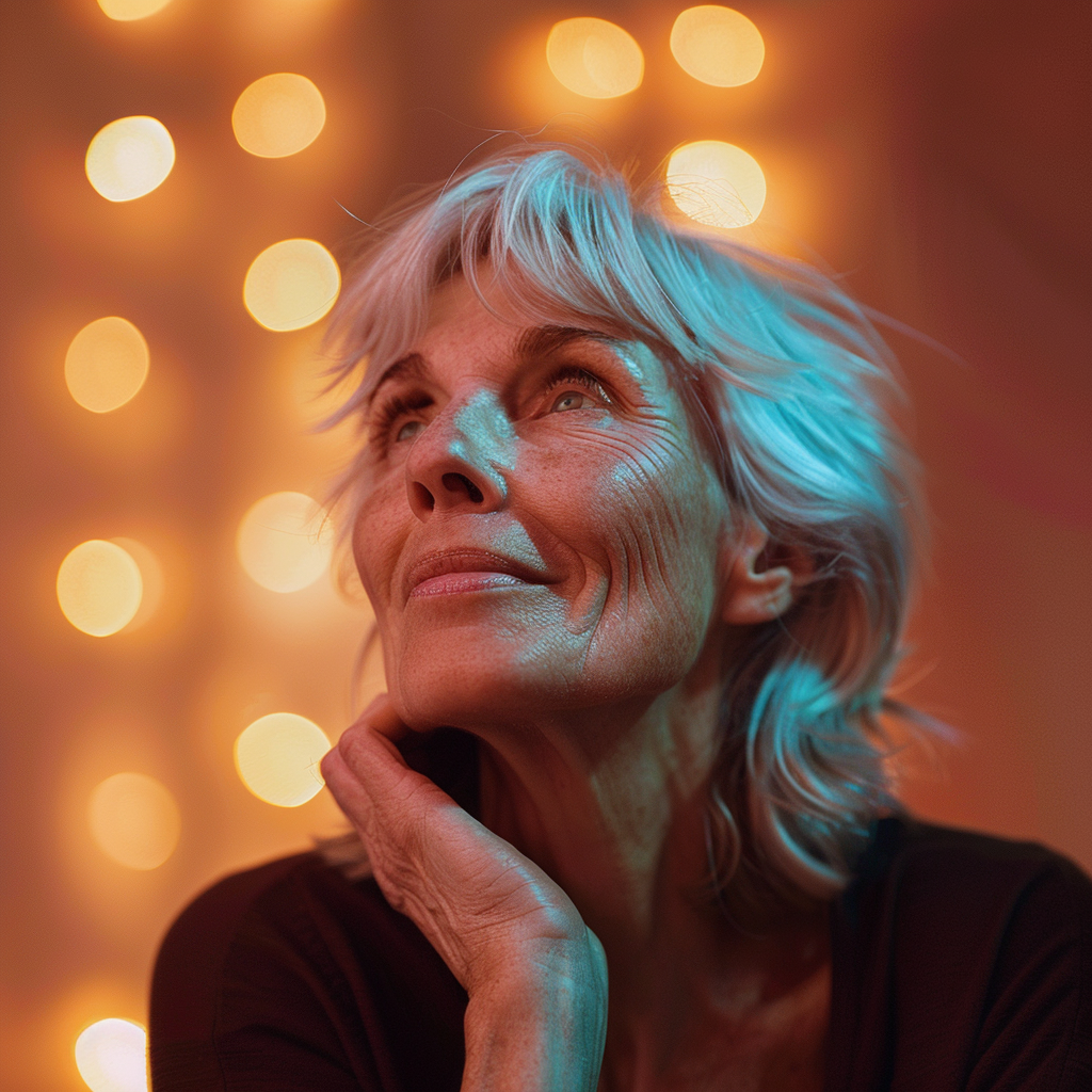 Happy and proud mature woman smiling | Source: Midjourney