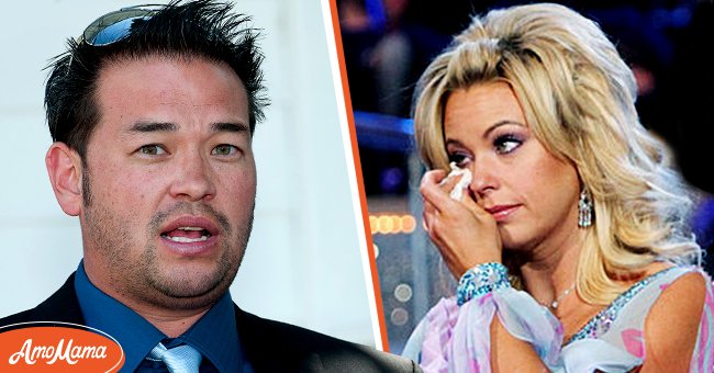 Jon Gosselin at a press conference on Tax Deductible Marriage Counseling on June 27, 2012, in Teaneck (left), Kate Gosselin being eliminated from "Dancing with the Stars" show on April 20, 2010 (right) | Photo: Getty Images