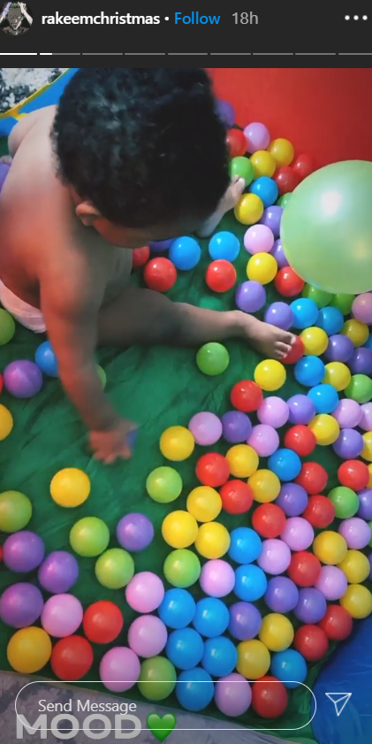 Photo of Michael Jordan's grandson, Rakeem playing around with balls on his first birthday | Photo: Instagram/rakeemchristmas