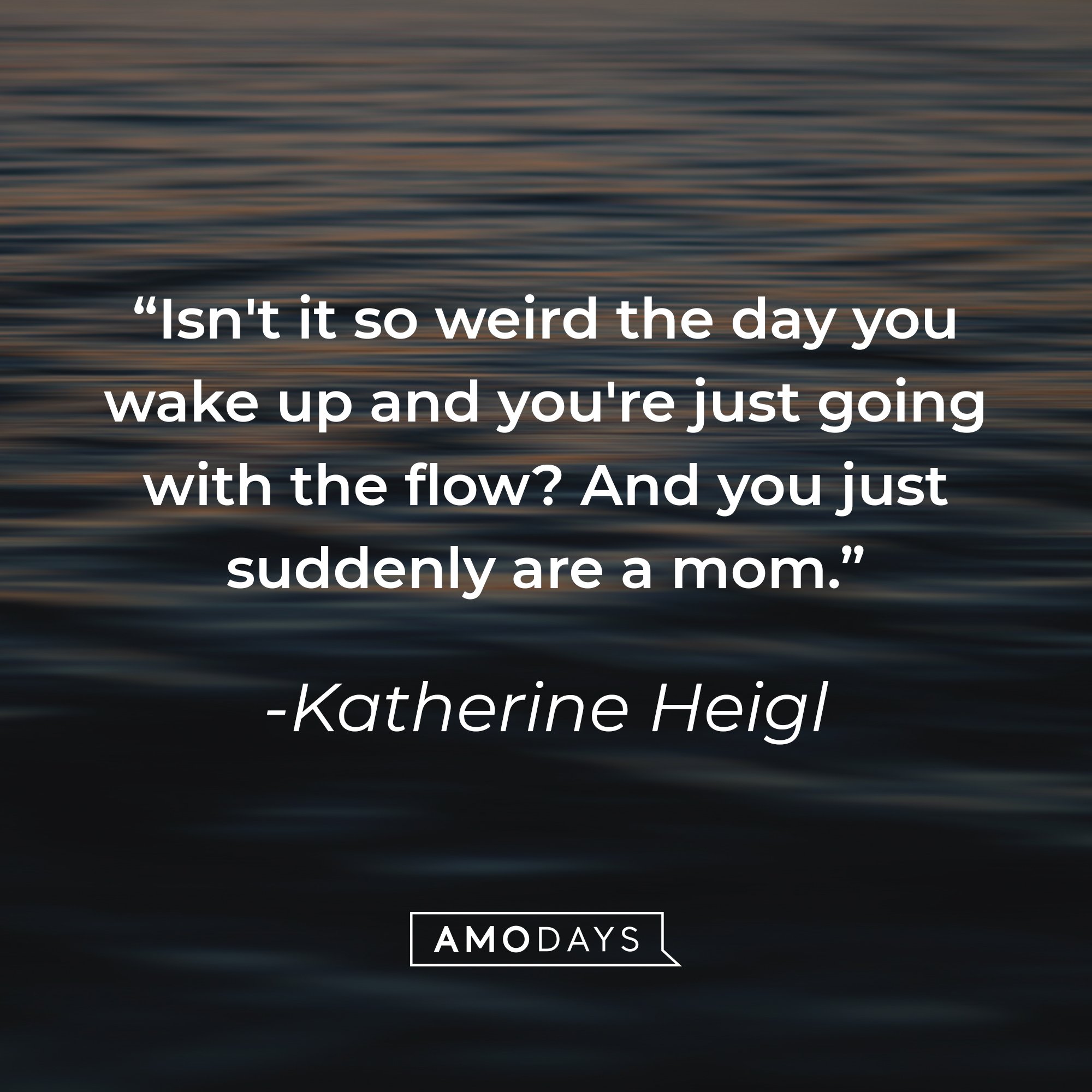 Katherine Heigl's quote: "Isn't it so weird the day you wake up and you're just going with the flow? And you just suddenly are a mom." | Image: AmoDays