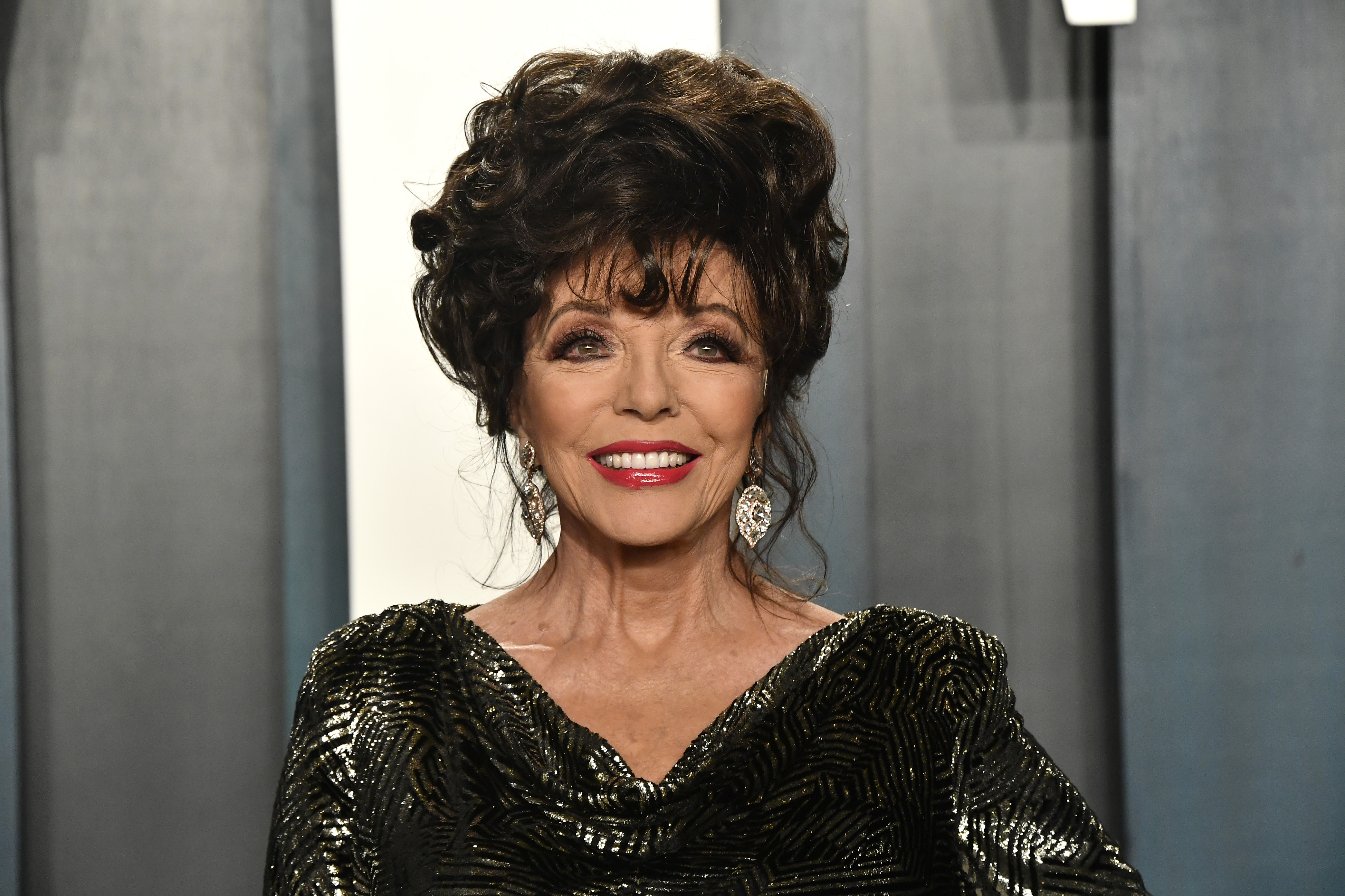 Joan Collins attends the 2020 Vanity Fair Oscar Party hosted by Radhika Jones at Wallis Annenberg Center for the Performing Arts on February 09, 2020 in Beverly Hills, California | Source: Getty Images