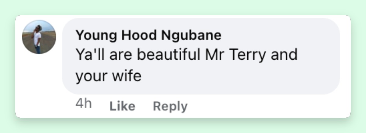 A comment from a Facebook user about Terry Crews and Rebecca King-Crews' Gold Gala appearance | Source: Facebook/realterrycrews