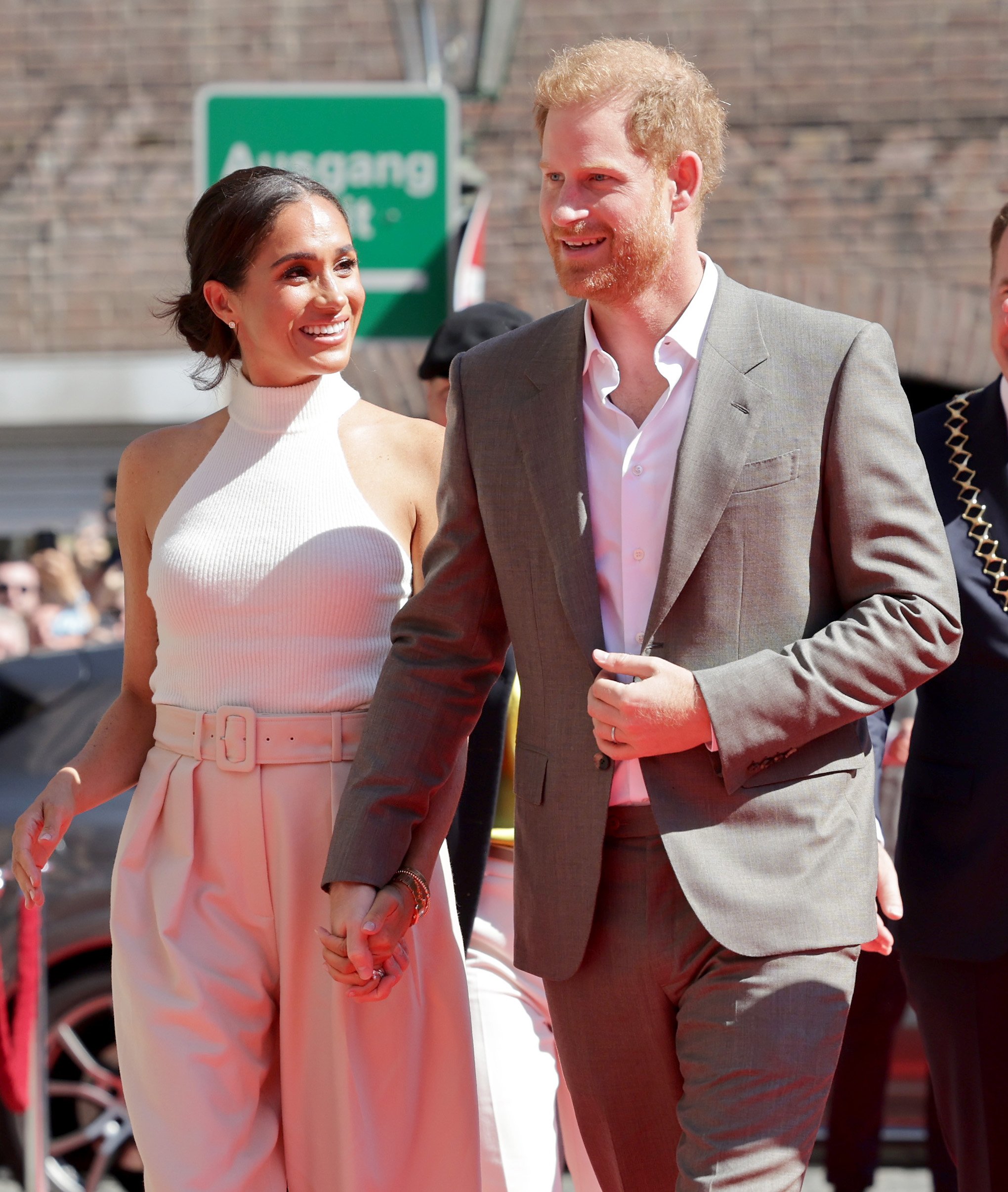 Prince Harry, Duke of Sussex and Meghan, Duchess of Sussex arrive at the town hall during the Invictus Games Dusseldorf 2023 - One Year To Go events, on September 06, 2022, in Dusseldorf, Germany. | Source: Getty Images
