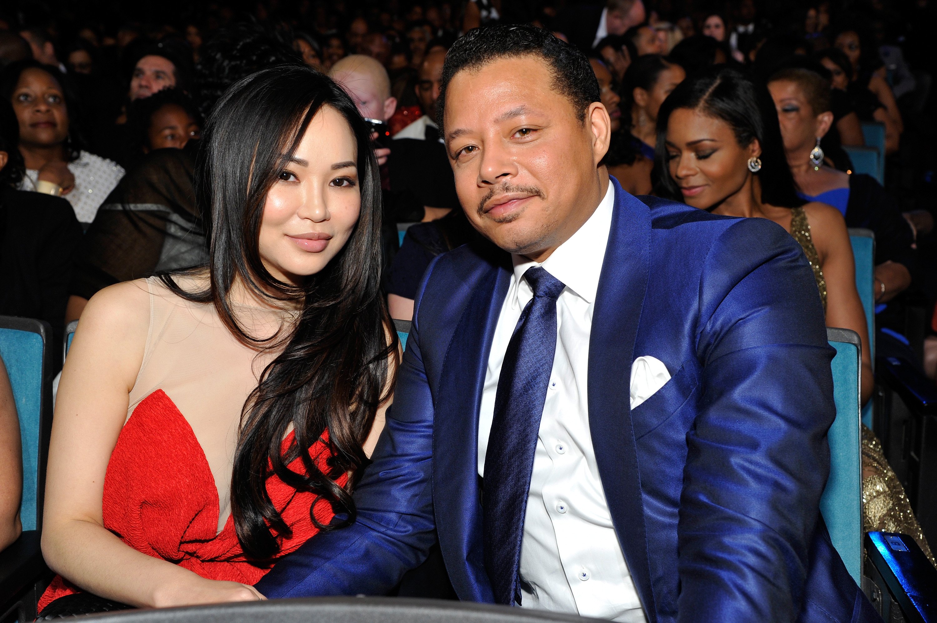 Terrence Howard (R) and Mira Christine Pak attend the 45th NAACP Image Awards presented by TV One at Pasadena Civic Auditorium, on February 22, 2014, in Pasadena, California. | Source: Getty Images