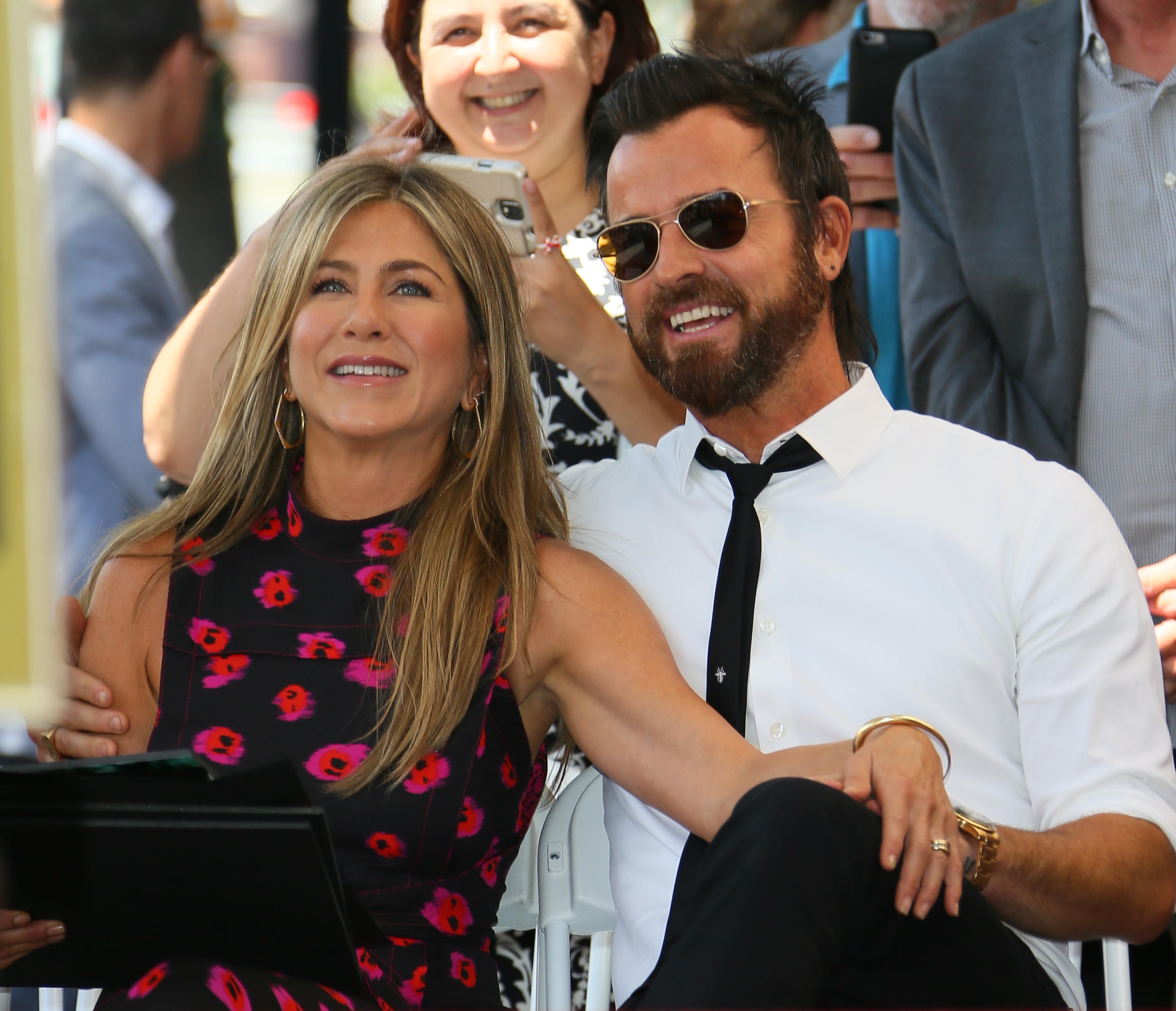 Jennifer Aniston and Justin Theroux attend the ceremony honoring Jason Bateman with Star On The Hollywood Walk Of Fame on July 25, 2017 in Hollywood, California | Source: Getty Images