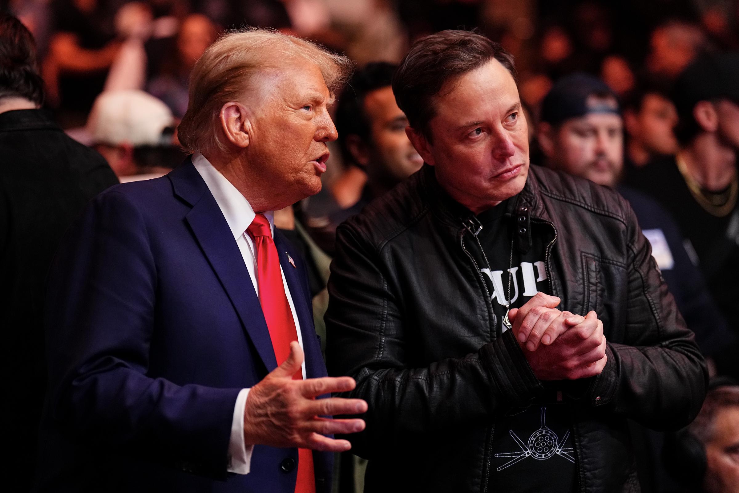 Donald Trump and Elon Musk talk ringside during the UFC 309 event at Madison Square Garden on November 16, 2024, in New York City | Source: Getty Images