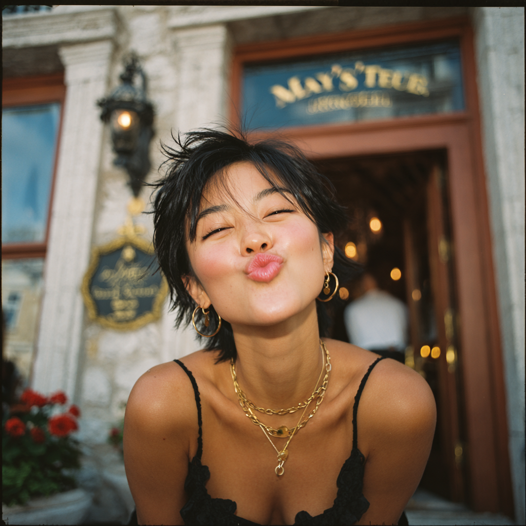 A happy restaurateur blowing a kiss | Source: Midjourney