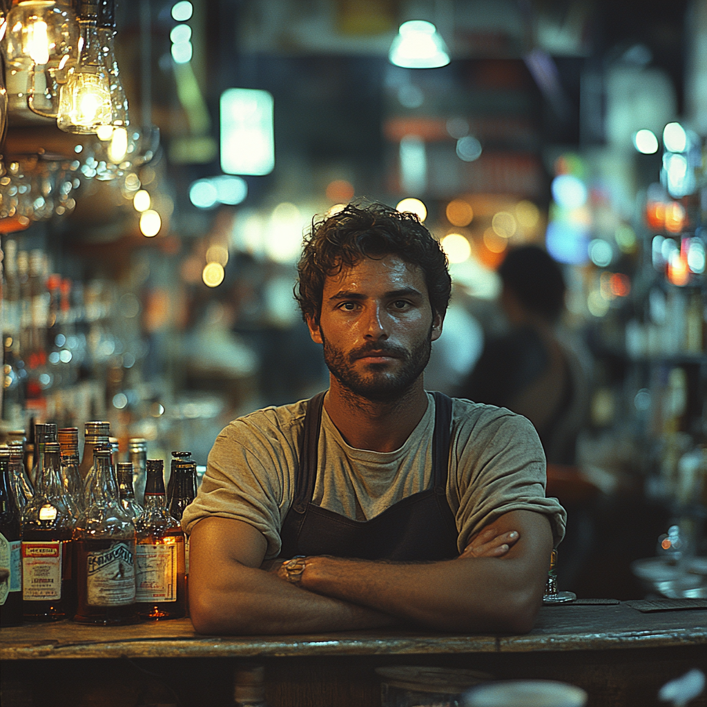 A bored clerk in a liquor store | Source: Midjourney