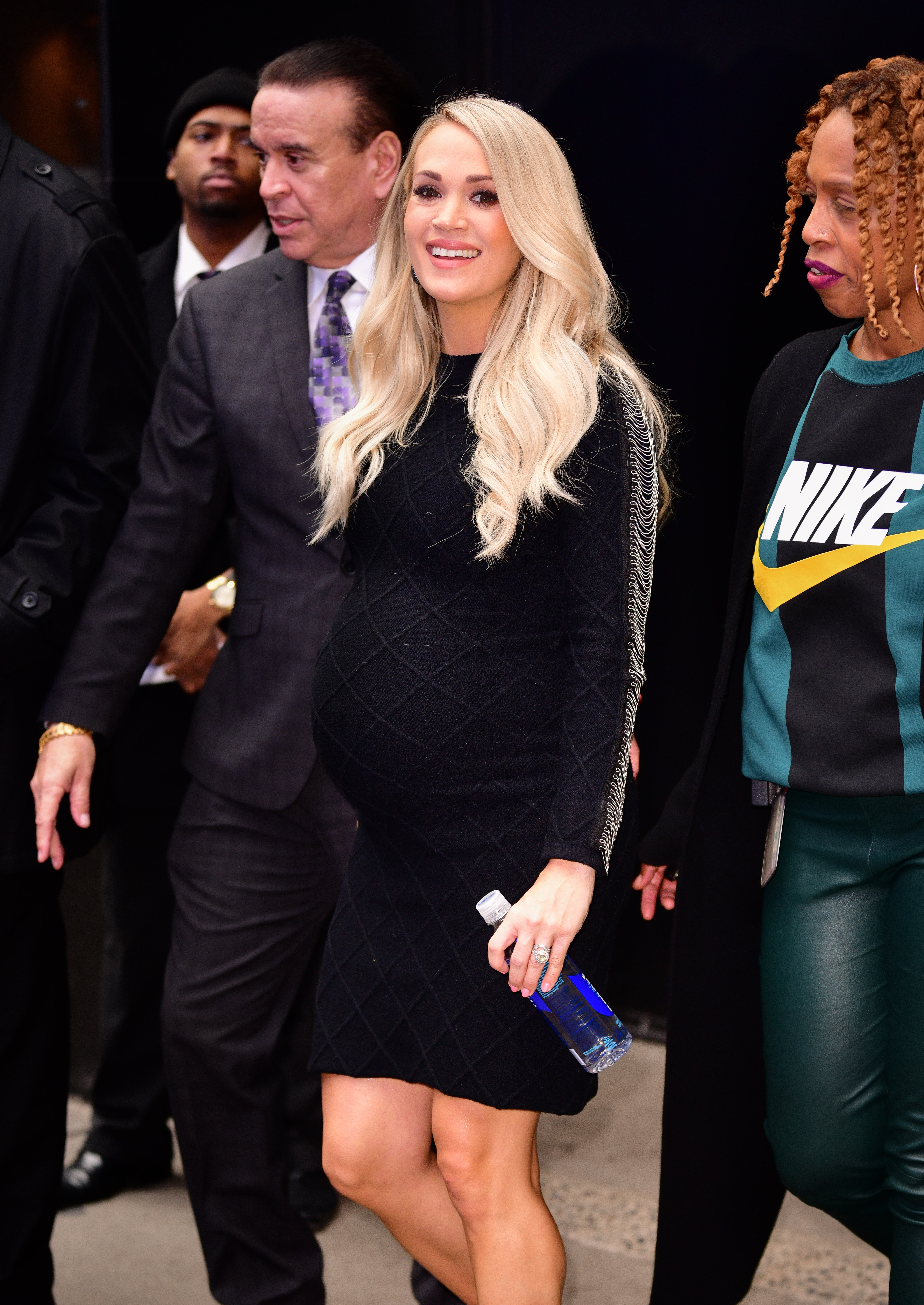 Carrie Underwood is seen leaving ABC's "Good Morning America" in Times Square on November 9, 2018 in New York City. | Source: Getty Images