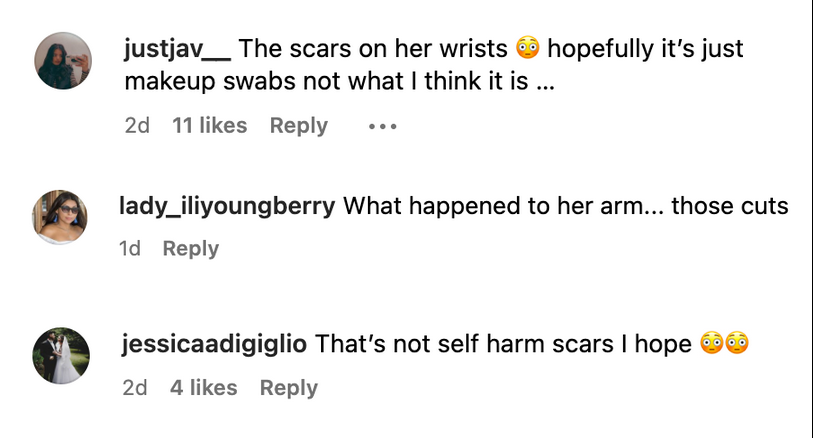 Screenshot of comments about Suri Cruise. |  Source: Instagram.com/suricruise_sc