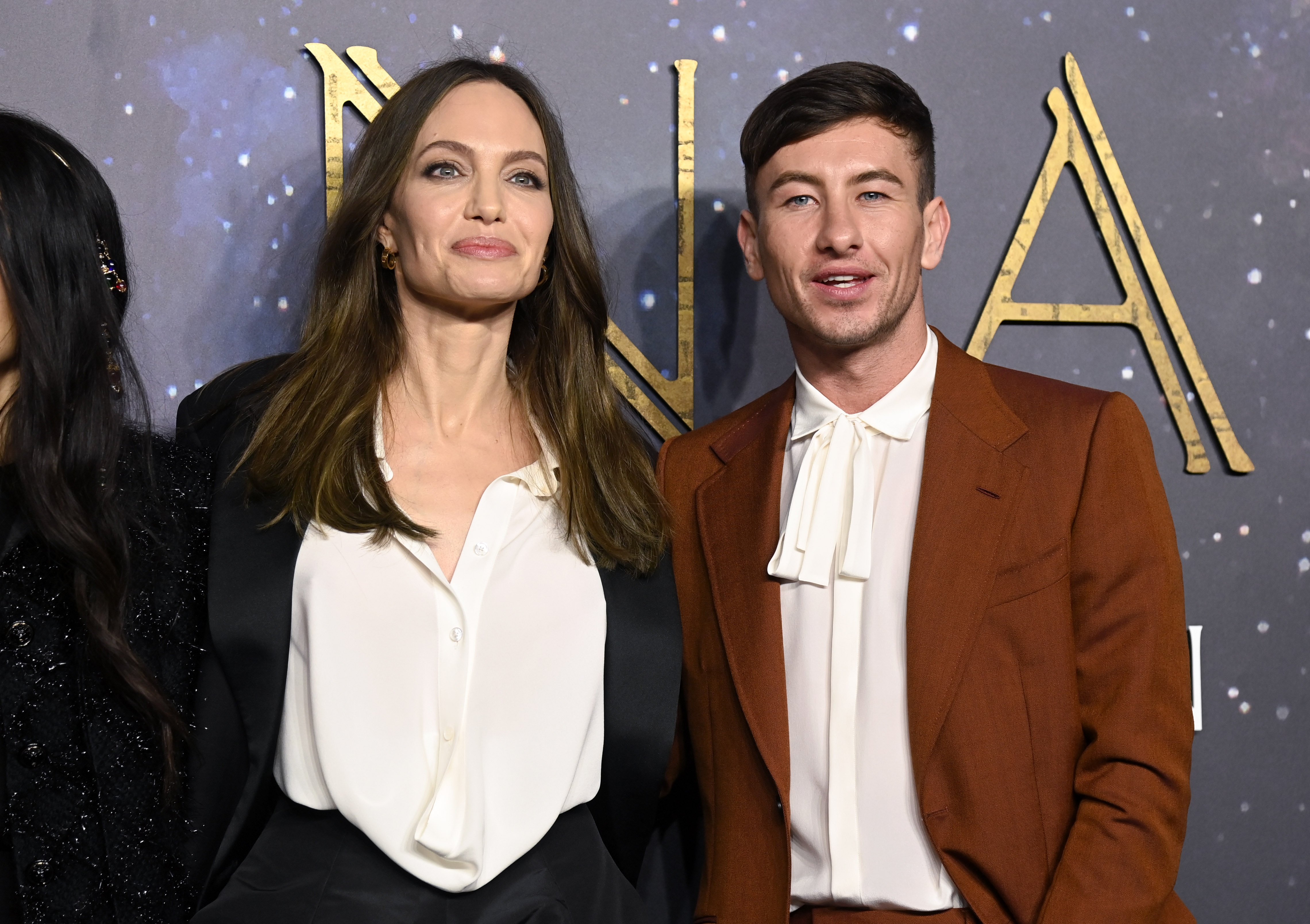 Angelina Jolie and Barry Keoghan at the UK premiere of "Eternals" on October 27, 2021, in London | Source: Getty Images
