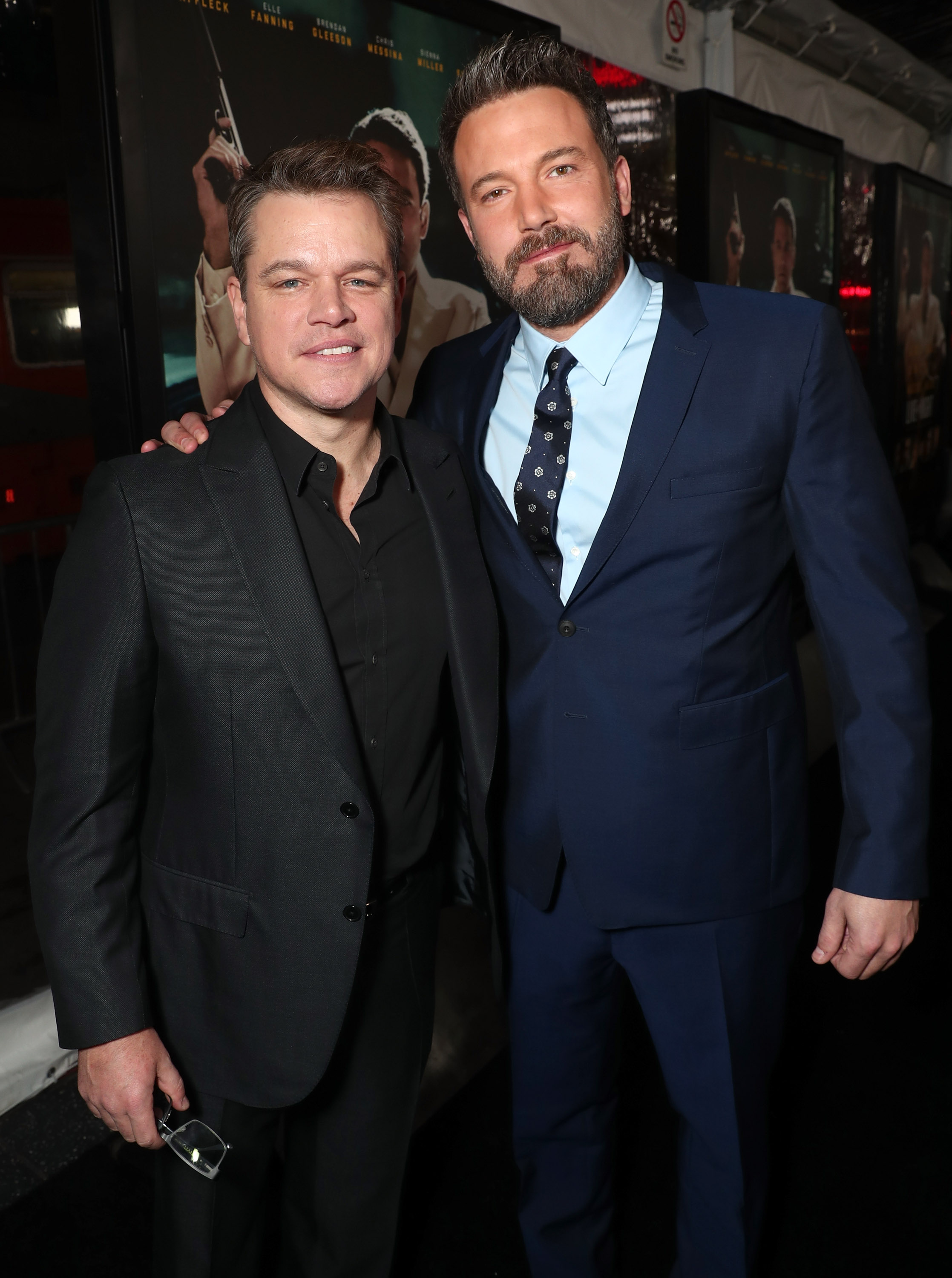 Matt Damon and Ben Affleck at the premiere of "Live By Night" in Hollywood, California on January 9, 2017| Source: Getty Images