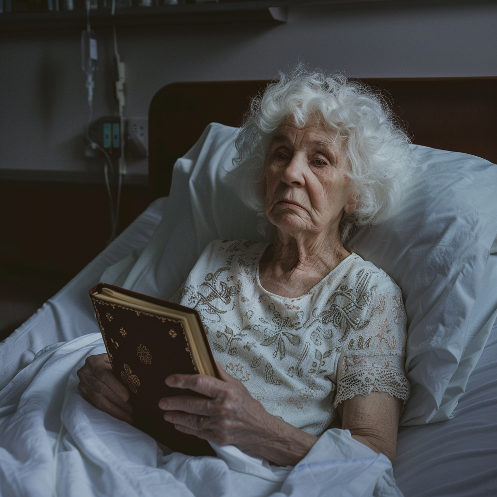 Old lady in a hospital bed | Source: Midjourney