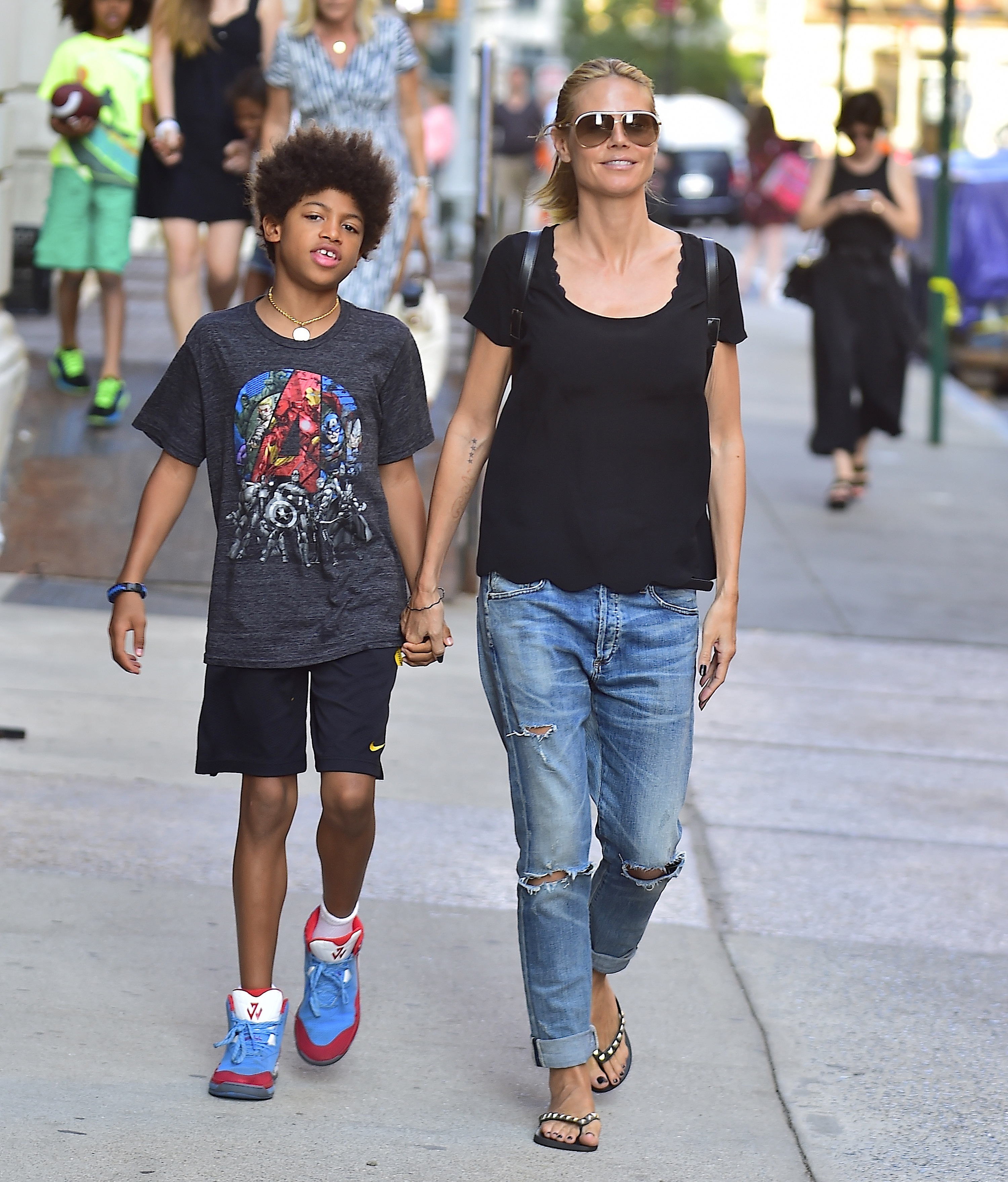 Heidi Klum and Henry Gunther Ademola Dashtu Samuel are seen in Tribeca on June 9, 2015, in New York City | Source: Getty Images