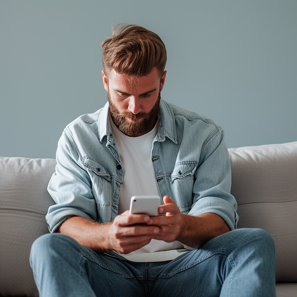 A man using his phone | Source: Midjourney