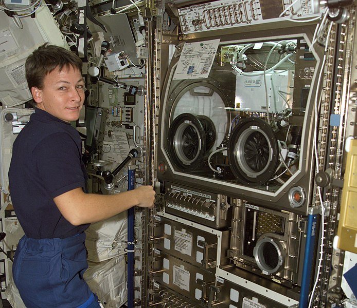 Photo of NASA's Peggy Whitson working on spacecraft | Source: Wikimedia Commons