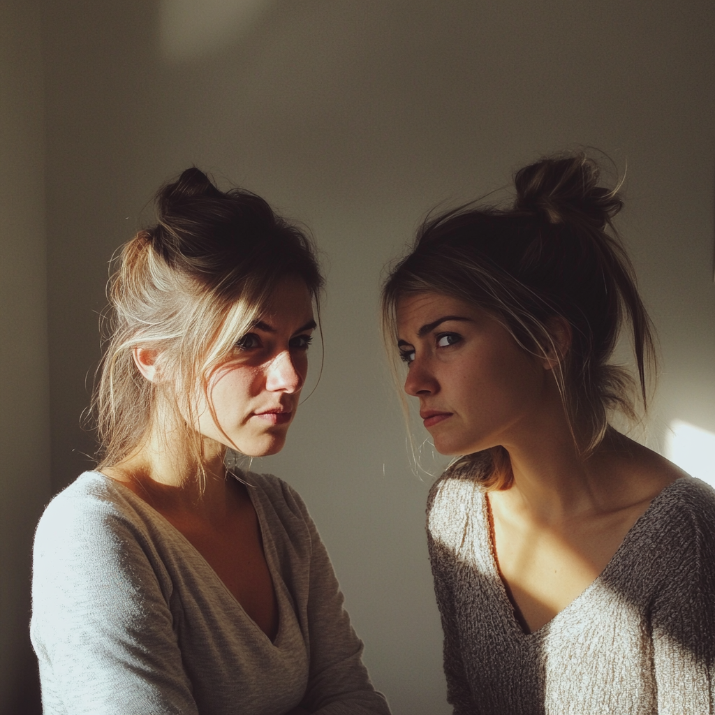 Two women standing awkwardly together | Source: Midjourney