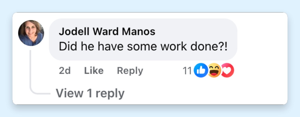 A netizen's comment about John Travolta's appearance at the 79th Cannes Film Festival in May 2026 | Source: Facebook/E! News