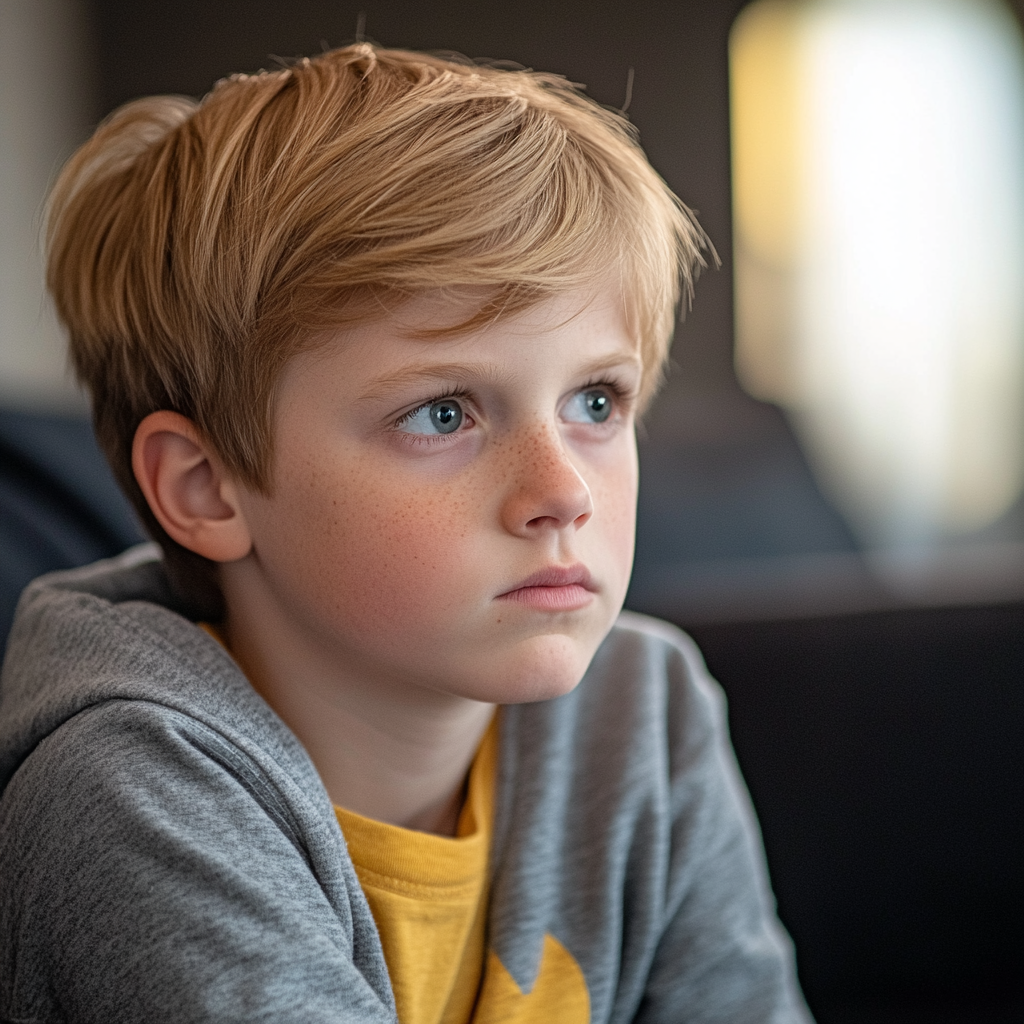 A little boy looking distant and exhausted | Source: Midjourney