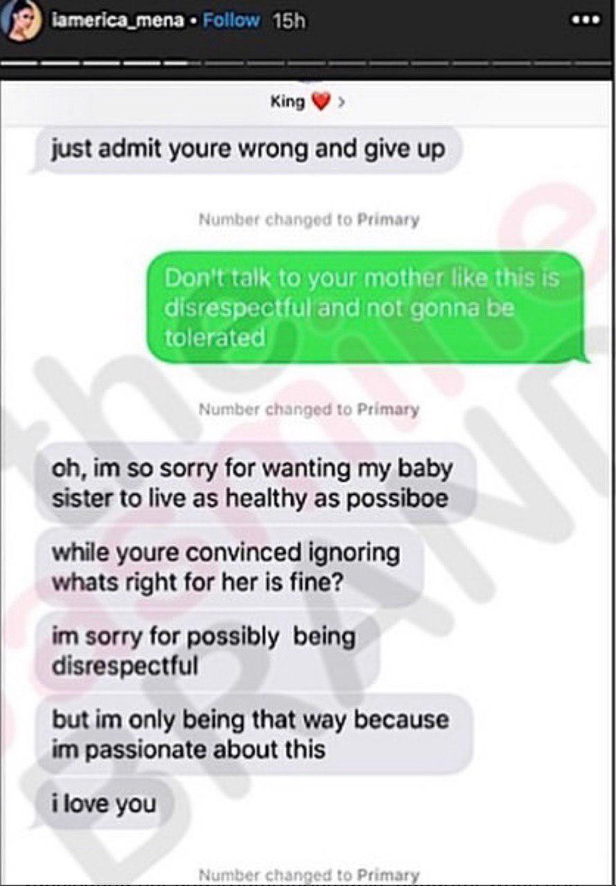 A screenshot of Erica Mena's Instagram story which has her conversation with her son King | Source: Instagram/TheJasmineBrand