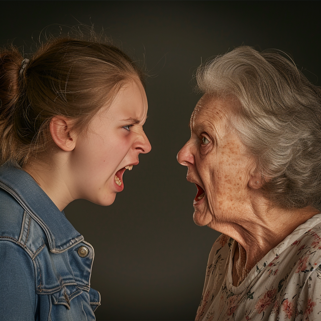 A young woman arguing with an older woman
