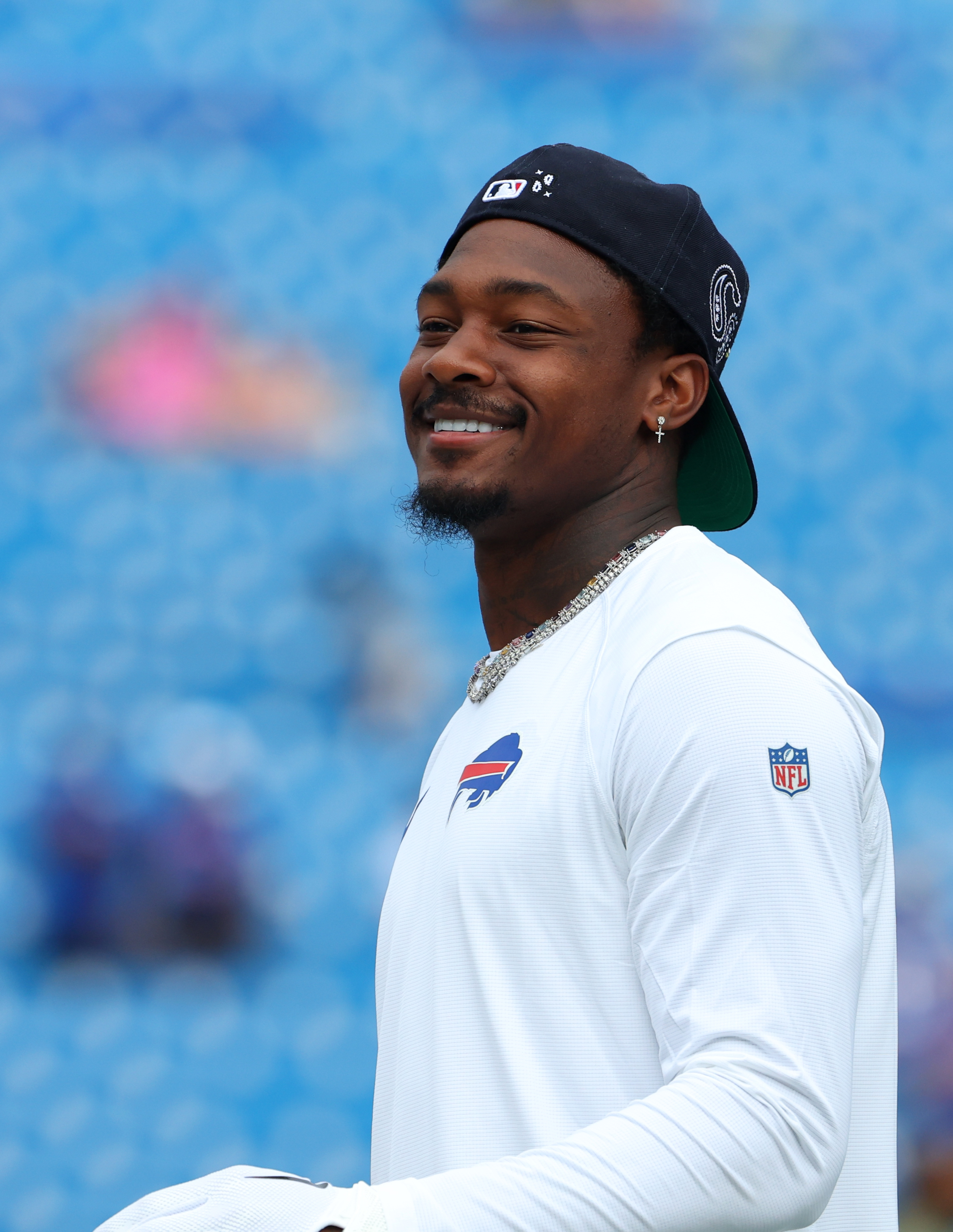 Stefon Diggs before a pre-season game against the Indianapolis Colts on August 12, 2023, in Orchard Park, New York. | Source: Getty Images