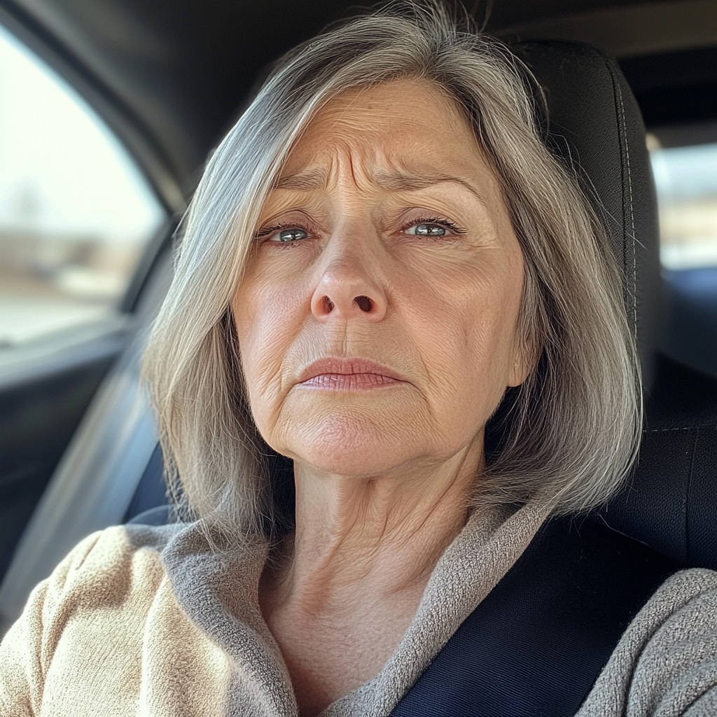 An older woman sitting in a car | Source: Midjourney