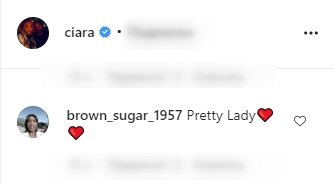 A fan's comment on Ciara's gorgeous selfie. | Source: Instagram/Ciara
