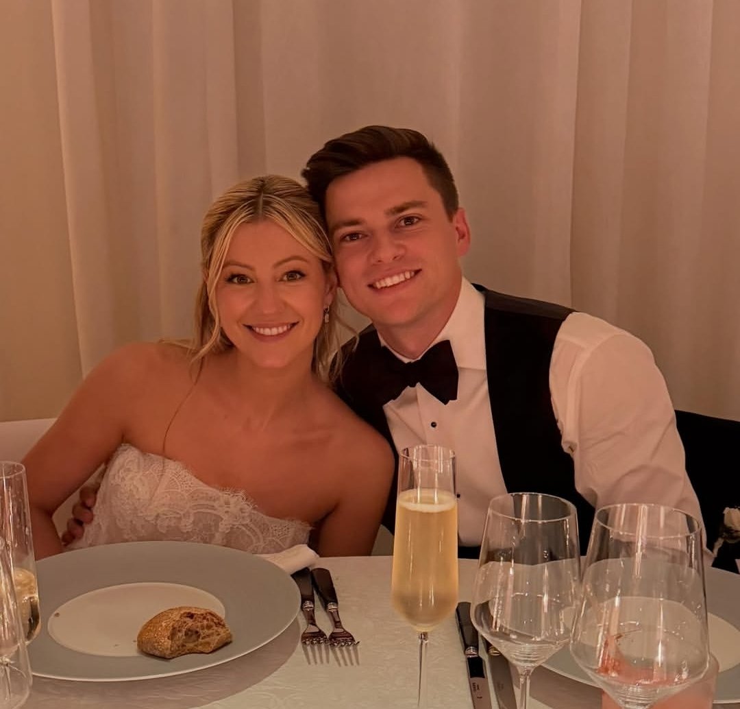 Ava Sambora and Tyler Farrar pose during their wedding reception on May 16, 2026. | Source: X/SamboraItalia
