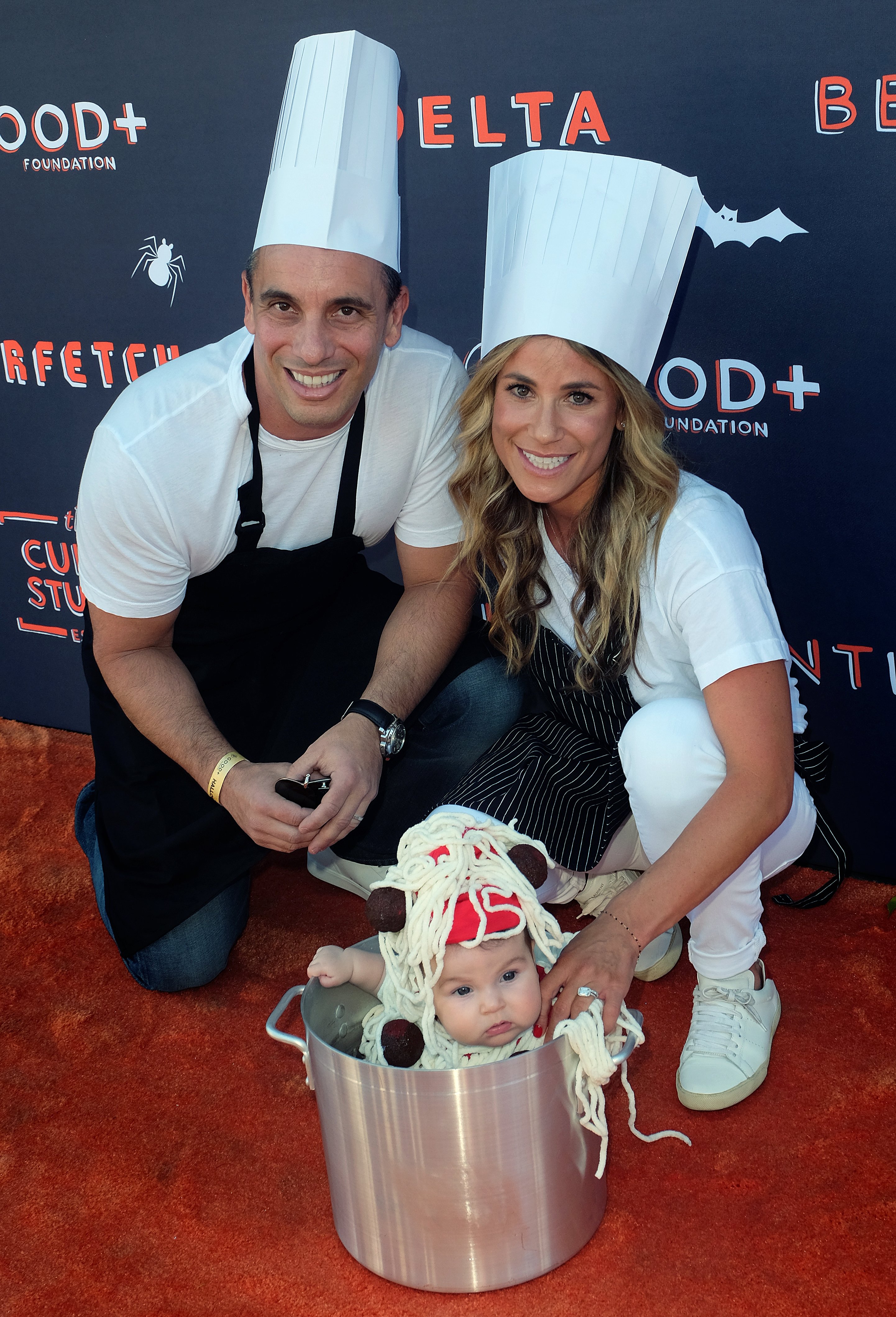 Sebastian Maniscalco, his wife,Lana Gomez and daughter Serafina Simone Maniscalco at the GOOD+ Foundation Annual Halloween Party at Culver Studios, Culver California, on October 22, 2017, in Culver City, California.  | Source: Getty Images