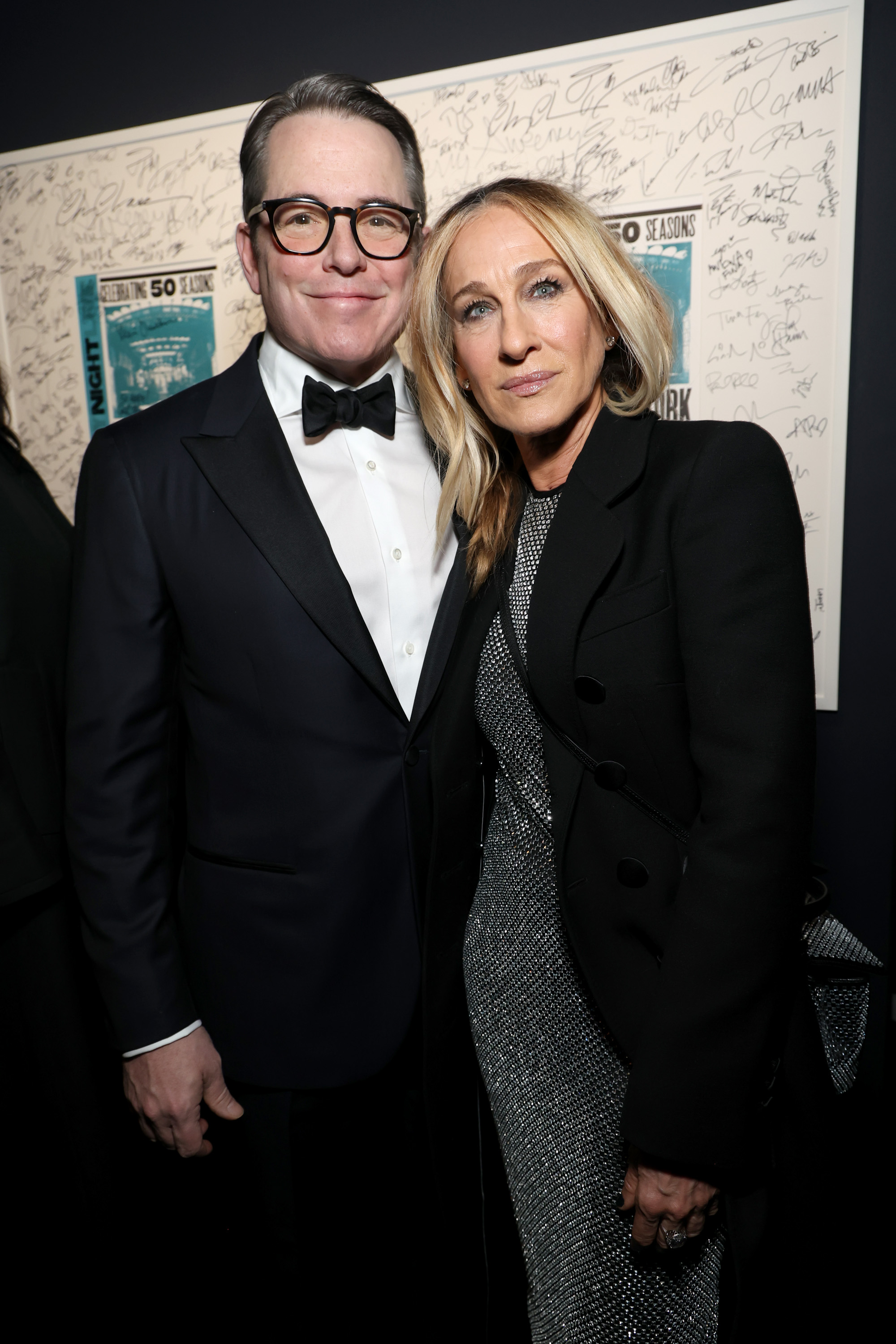 Matthew Broderick and Sarah Jessica Parker posing on the red carpet of "SNL50" on February 16, 2025. | Source: Getty Images