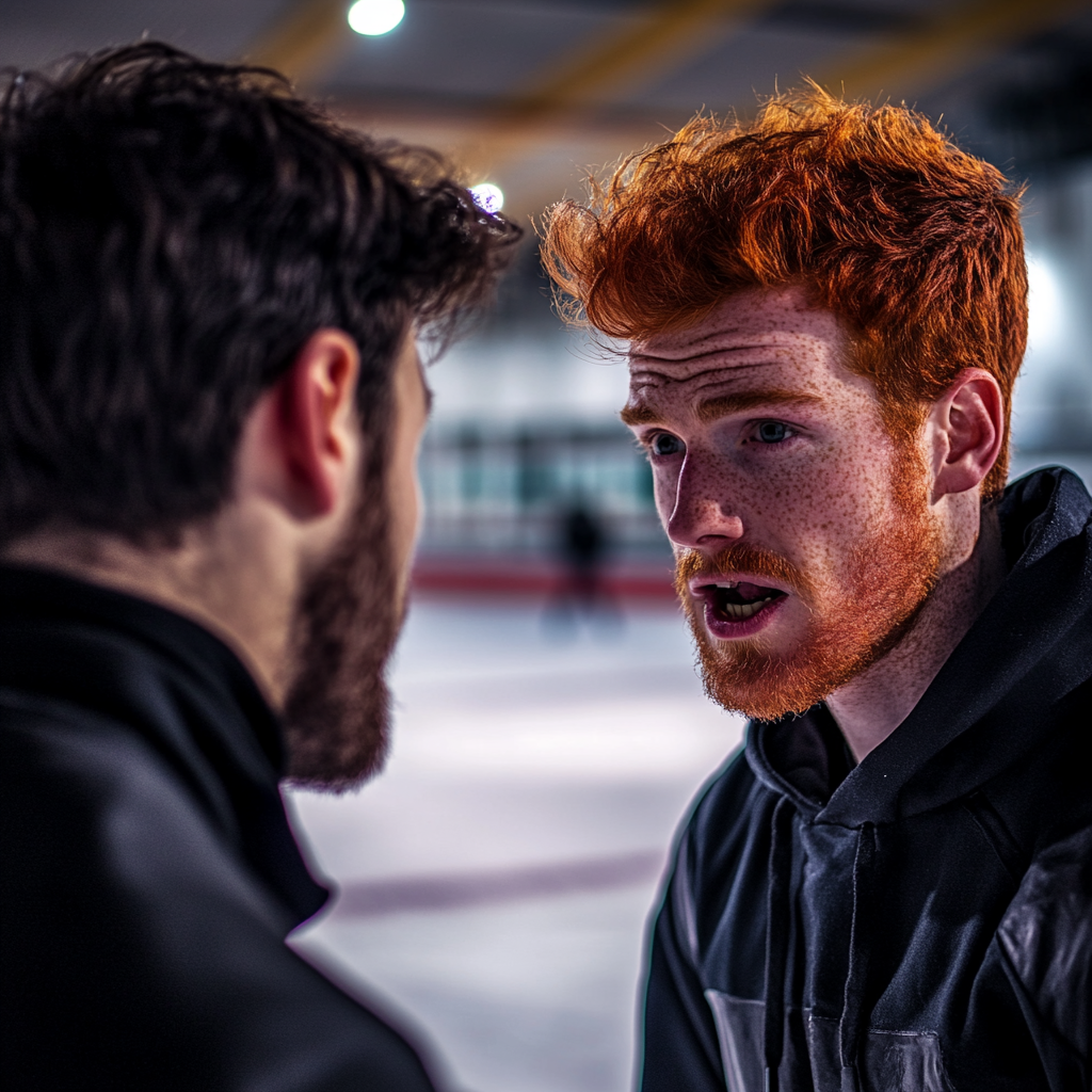 An aggressive man on a skating rink | Source: Midjourney