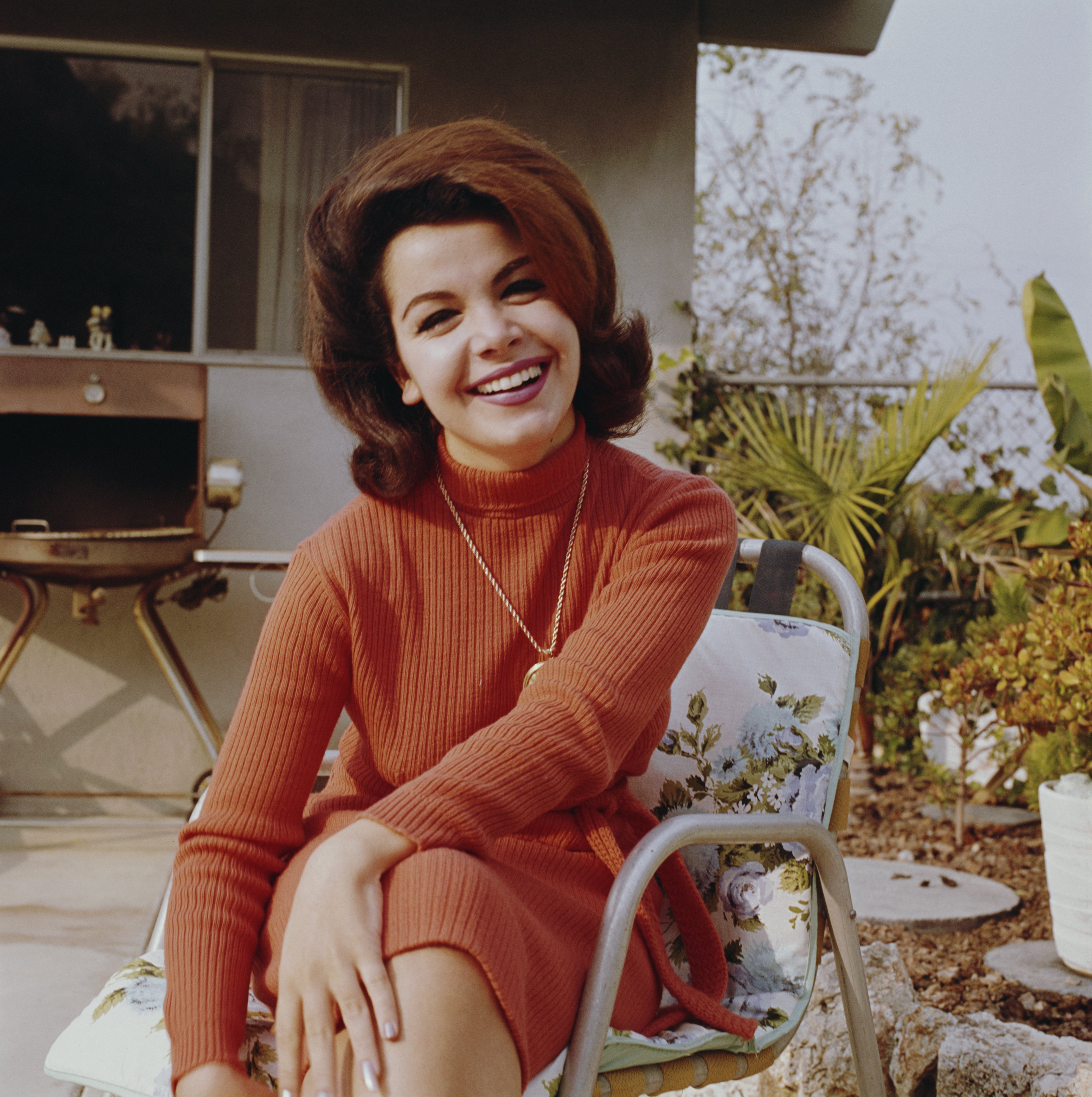 Portrait of American actress Annette Funicello (1942 - 2013) as she sits outdoors, 1965. | Source: Getty Images 