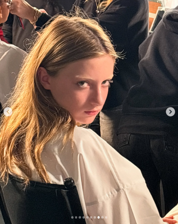 Kai Schreiber getting ready to make her runway debut for Valentino at Paris Fashion Week on March 9, 2025 | Source: Instagram/imgmodels | kaischreiberrr