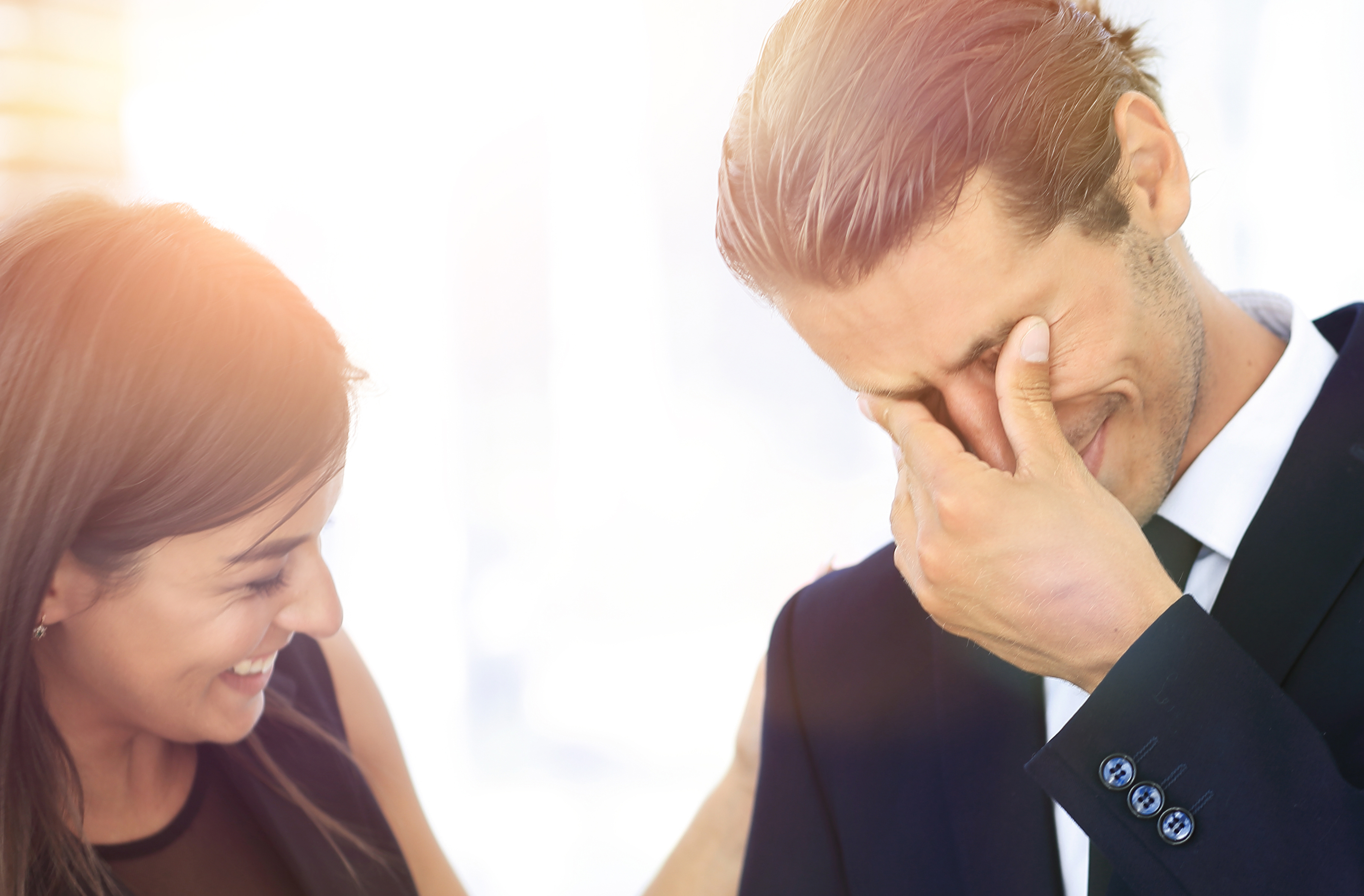 A man crying tears of joy with his partner | Source: Shutterstock