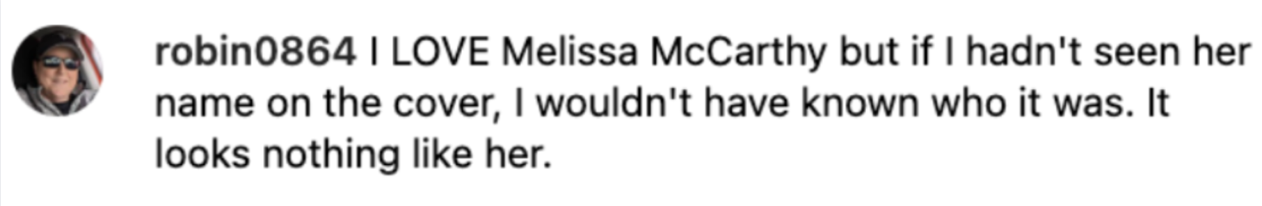 A fan's comment on People magazine's 2023 Beautiful Issue with Melissa McCarthy as the cover story on April 25, 2023 | Source: Instagram/people