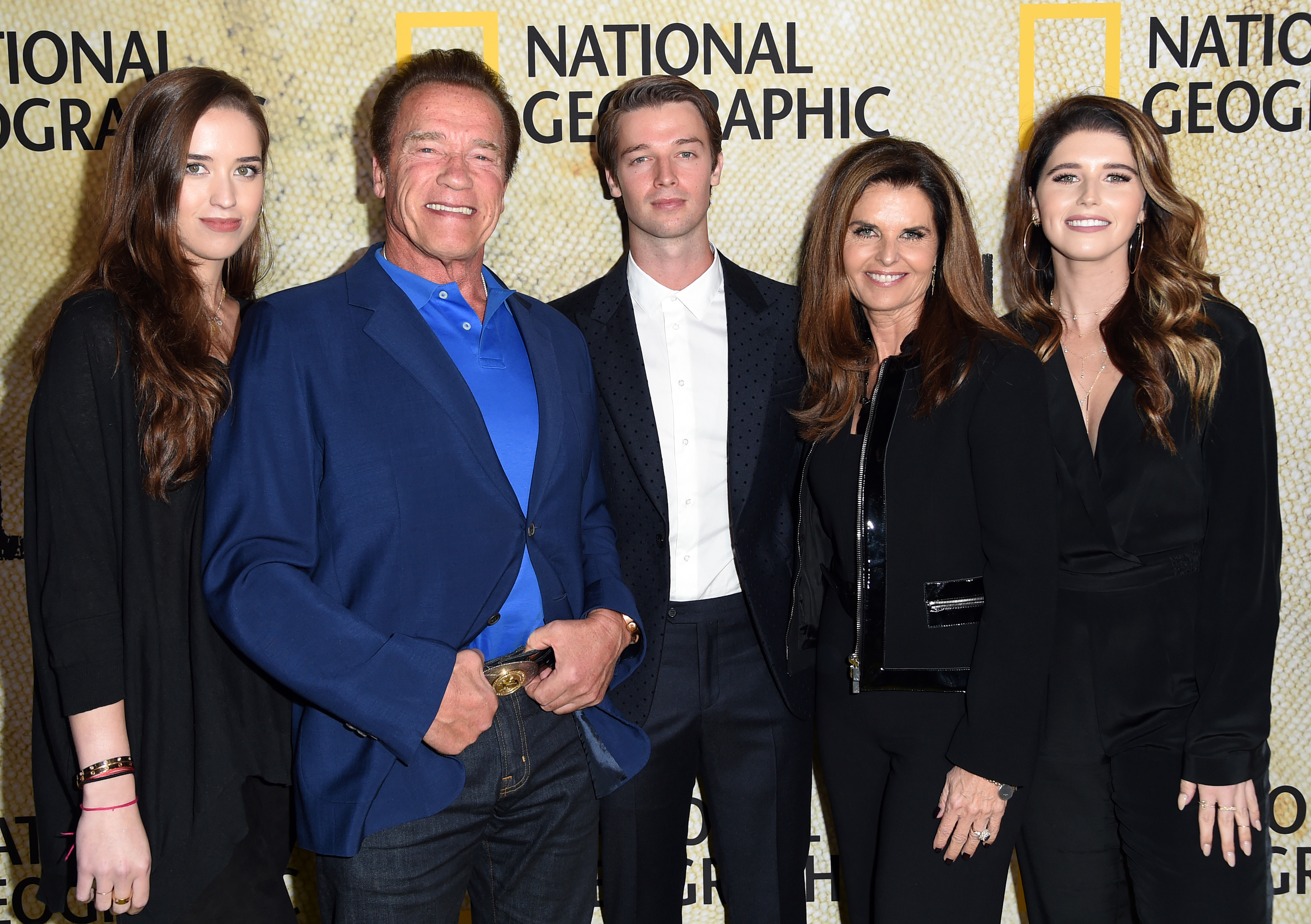 Arnold Schwarzenegger and Maria Shriver with children Christina, Patrick, and Katherine Schwarzenegger at "The Long Road Home" premiere in Los Angeles on October 30, 2017 | Source: Getty Images