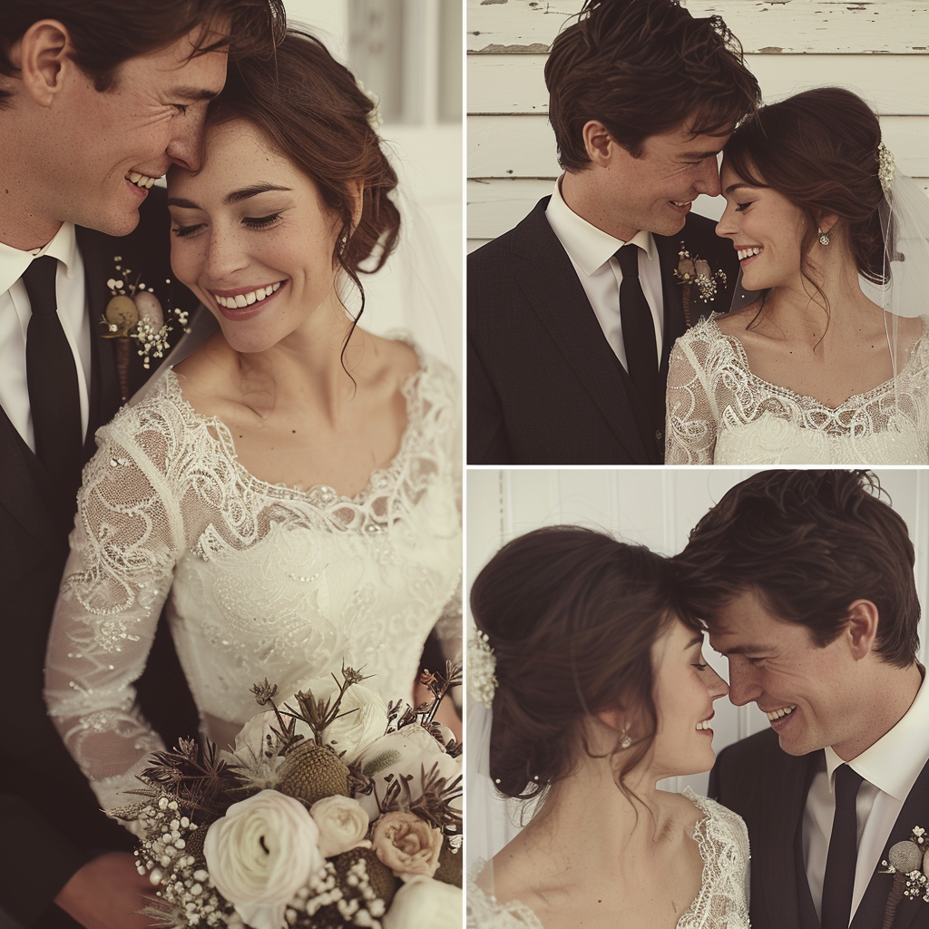 A collage of wedding photos | Source: Midjourney