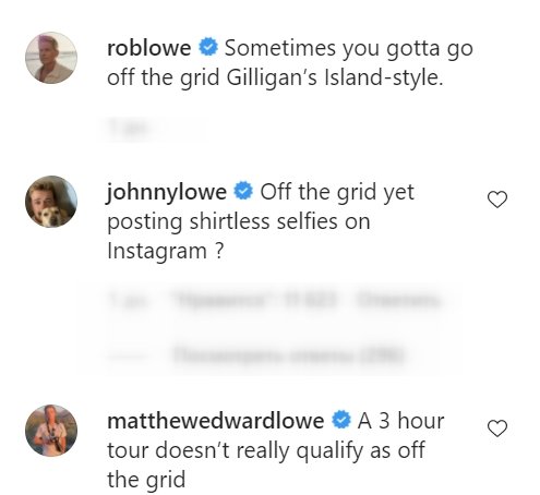 John and Matthew Lowe's comments on Rob Lowe's Instagram post from July 17, 2021 | Photo: Instagram/roblowe