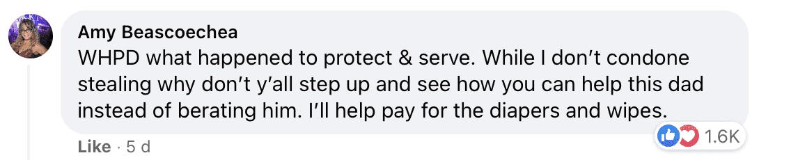 A netizen comments on Winter Haven Police Department's Facebook post about a Walmart shopper. | Photo: facebook.com/WinterHavenPoliceDepartment