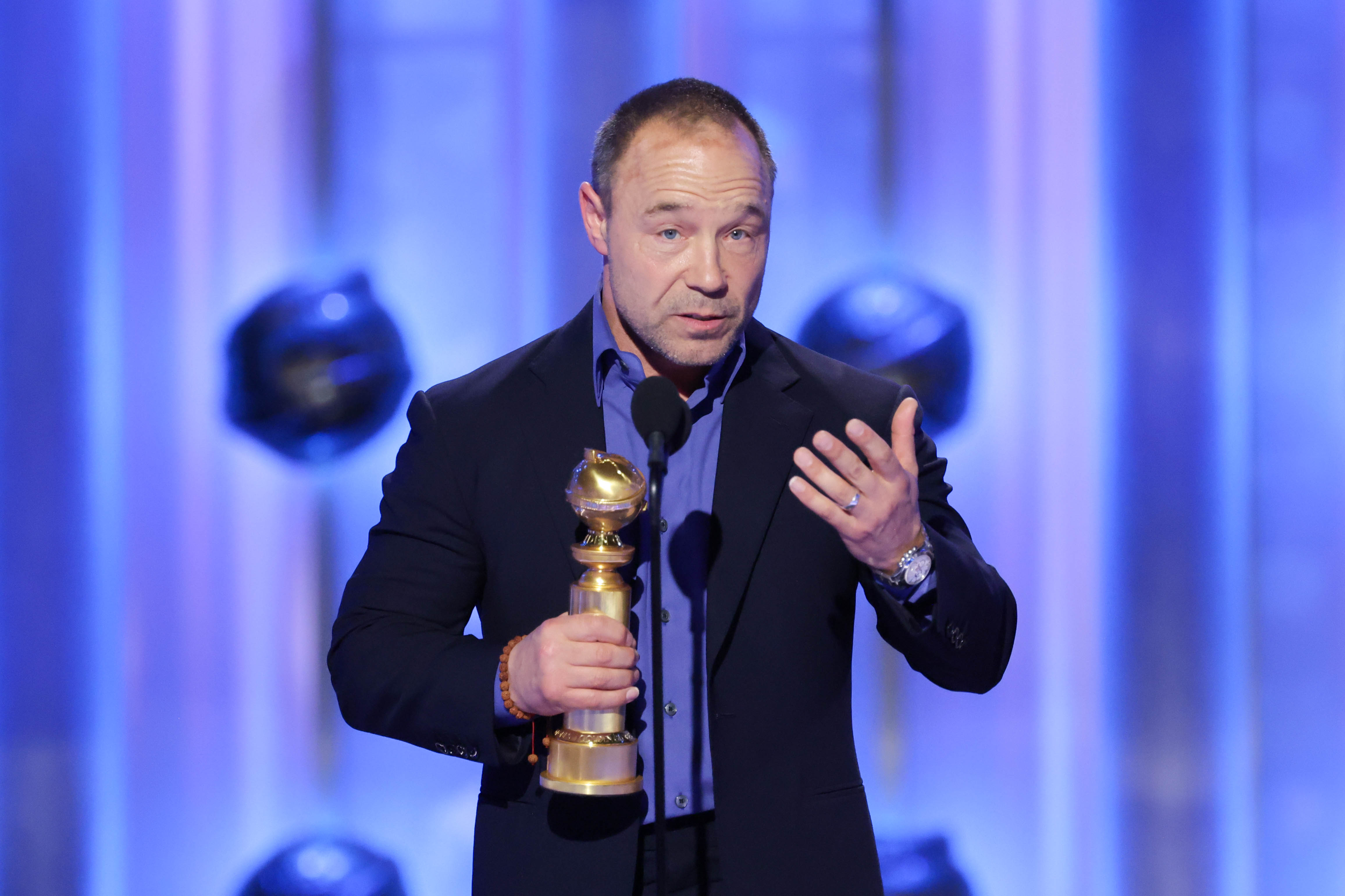 Stephen Graham speaks onstage at the 83rd Annual Golden Globes held at The Beverly Hilton on 11 January 2026 in Beverly Hills, California. | Source: Getty Images
