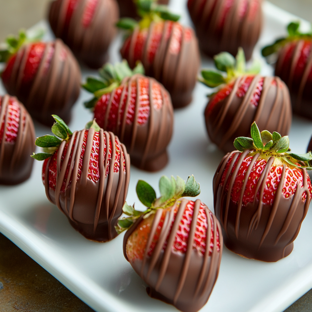 Chocolate covered strawberries on a plate | Source: Midjourney